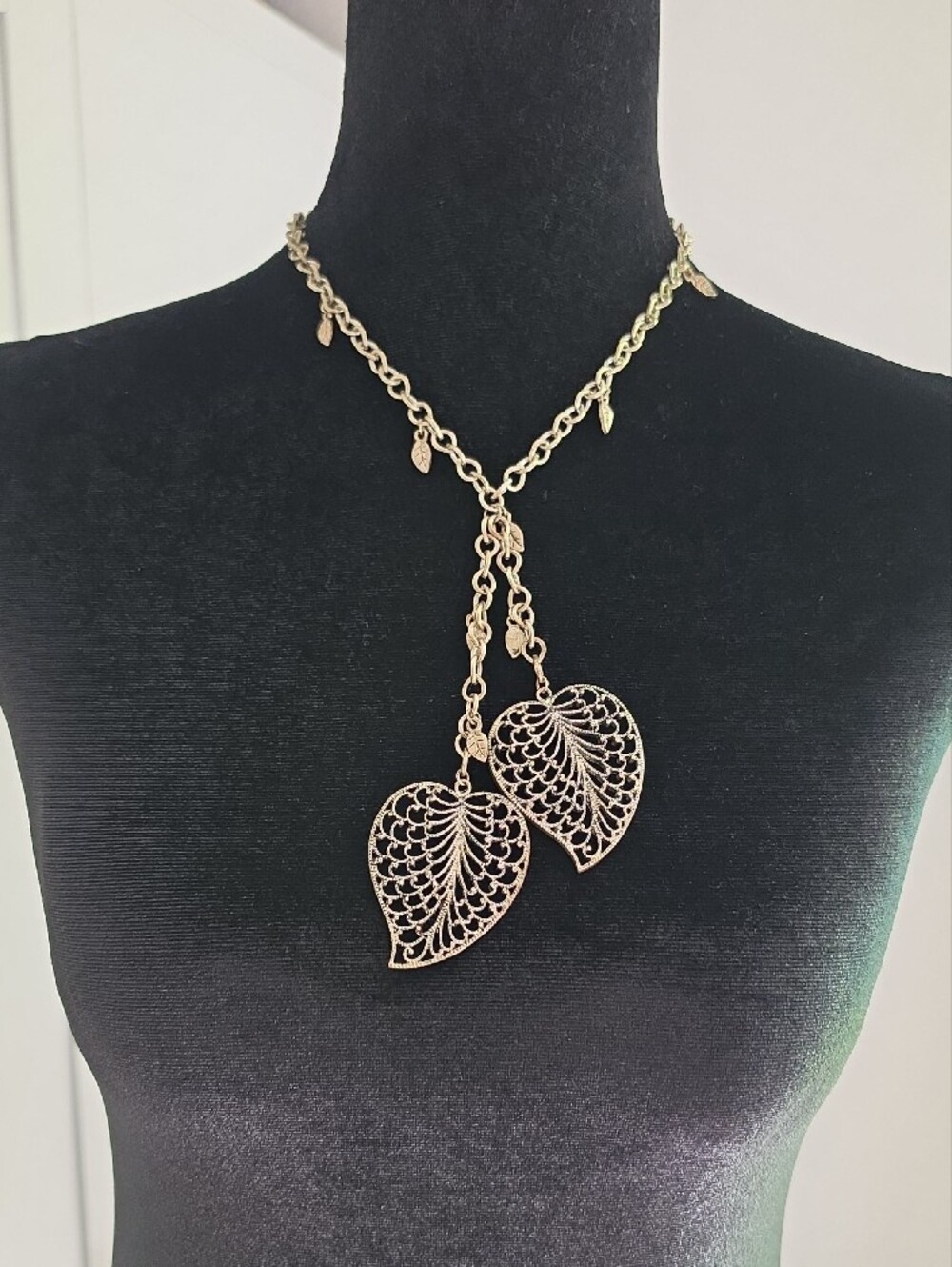 Icing Gold-Tone Double Leaf Lariat Necklace